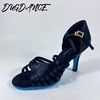 高端dugdance舞鞋女士比赛专用耐磨中高跟比赛加厚底，蓝色1007黑