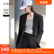 Amii2024年秋季西装外套女职业装薄款黑色西服黑科技凉感上衣