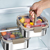 304不锈钢保鲜盒厨房家用带，盖食品级冰箱，收纳盒冻肉收纳冷冻冷藏