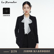 La Koradior拉珂蒂黑色手工钉珠气质时尚通勤西装外套女春季