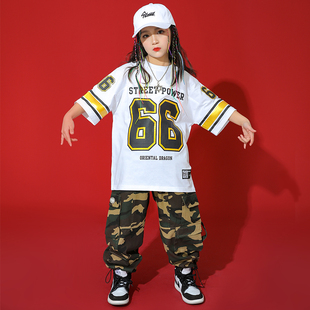 儿童街舞潮服套装男童夏季潮牌hiphop短袖嘻哈女童爵士舞演出服装