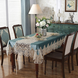 餐桌布布艺蕾丝现代简约长方形家用北欧轻奢风中式台盖布椅垫椅套