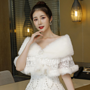 婚纱毛披肩斗篷女白色伴娘披肩秋冬季2018韩版赞新娘结婚外套