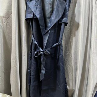 155-2深蓝色无袖外贸日版长款风衣外穿新疆西藏专链