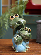 田园青蛙家居桌面装饰品创意可爱室内客厅儿童房个性庭院动物摆设