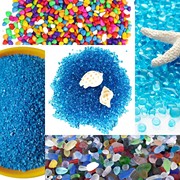 鱼缸底砂天然水晶砂造景底沙水族箱白石子彩石蓝色玻璃珠装饰石子