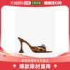 香港直邮AMINA MUADDI Rosie女士皮革尖头蝴蝶结高跟鞋穆勒鞋豹纹