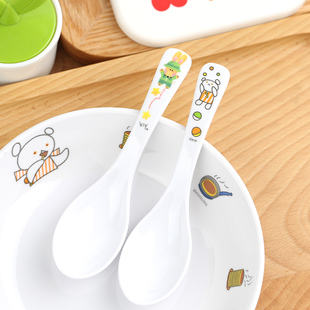 日本买回绘本小熊小兔子卡通幼，儿童宝宝学生树脂大汤匙饭勺子