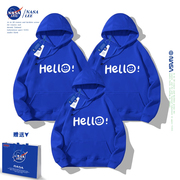 NASA亲子装一家三口卫衣春秋2024秋装外套加绒母女全家装秋季
