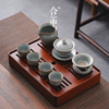 天青汝窑盖碗茶具套装家用茶盘，一体整套高端小型功夫泡茶杯茶道杯