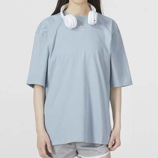 阿迪达斯三叶草女装2022夏季大码宽松运动短袖，t恤hf0271