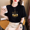 设计感小众黑色卡通t恤女夏装2024年韩版纯棉米奇体恤潮牌ins