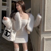 皮草外套女2023韩版年轻气质外搭仿狐狸毛托卡(毛，托卡)短款毛毛上衣