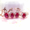 14K玫瑰金项链纯俄罗斯585紫金镂空粉红色宝石加锆石女士项链时尚