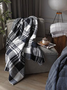 毛绒毯子办公室午睡毯半边绒盖毯北欧风条纹格子，毯单双人空调毯