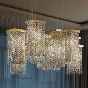 米兰客厅灯餐厅灯水晶，长吊灯后现代轻奢样板房，别墅设计师吧台灯