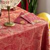 新年款主题圆桌布春节喜庆红色，防水防油欧式田园，茶几餐桌台布方形