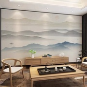 新中式壁纸水墨山水电视背景墙壁G画客厅沙发壁纸高R端酒店卧