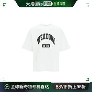 香港直邮We11Done男士T恤白色复古印花舒适徽标宽松百搭短袖