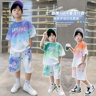 夏季儿童速干运动套装，2024男童薄款透气篮球服宽松短袖两件套