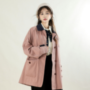 小个子韩版粉色风衣外套女2023秋季甜美系设计感休闲上衣外套