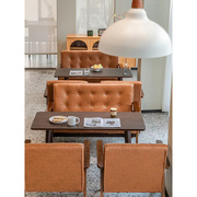 复古奶茶店桌椅组合咖啡厅甜品，茶室书店休闲会客洽谈实木双人沙发