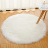 白色长毛绒圆形地毯客厅地垫，卧室床边梳妆台地毯电脑椅子仿羊毛毯