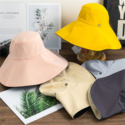 超大檐防晒帽子女日本UV夏出游遮脸太阳帽防紫外线遮阳双面渔夫帽
