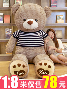 抱抱熊公仔毛绒玩具熊可爱(熊可爱)布娃娃泰迪熊，玩偶床上睡觉抱枕生日礼物