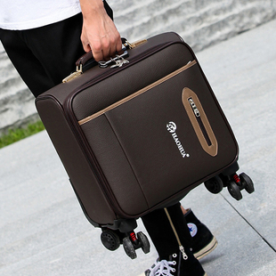 商务pu皮登机箱18寸拉杆箱，万向减震轮旅行箱小型行李箱男女手提箱