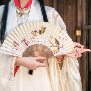 故宫系列中国风折扇，手绘穿纸串面扇出国古风舞蹈汉服小扇子