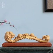 小叶黄杨木雕摆件，新中式家居饰品摆件，雕刻工艺连年有余如意