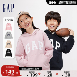 Gap男童2024春经典字母logo连帽卫衣外套儿童装连帽衫400075
