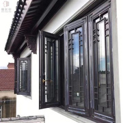 仿古门窗新中式铝代木入户屏风花格，窗镂空隔断工程仿古门断桥铝