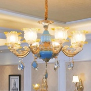 欧式客厅吊灯大气简欧复式楼卧室灯奢华法式家用锌合金水晶吊灯具