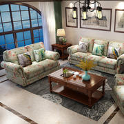 美式布艺沙发整装小户型，客厅地中海乡村田园，风格单双三人沙发组合