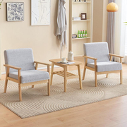 实木单人沙发椅小户型卧室，现代简约化妆椅子，原木懒人沙发商务座椅