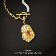 石禾良木高级感纯银美式宝石珍珠项链女小众设计轻奢锁骨链