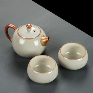 汝窑泡茶壶家用功夫茶具茶道泡，茶器陶瓷一壶两杯西施壶高档新中式