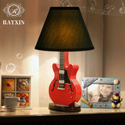 儿童房卡通吉他小台灯卧室床头灯美式创意简约现代温馨欧式装饰红