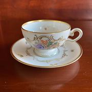 Rosenthal 卢臣泰 古董薄瓷描金半手绘摩卡咖啡杯 德国老瓷器茶杯