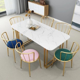 家用小户型餐桌椅现代简约餐桌大理石长方形吃饭桌子餐厅饭桌椅子