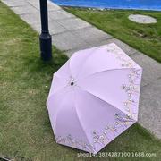 黑胶防紫外线防晒女三折伞，折叠伞轻小便携手动雨伞晴雨两用伞