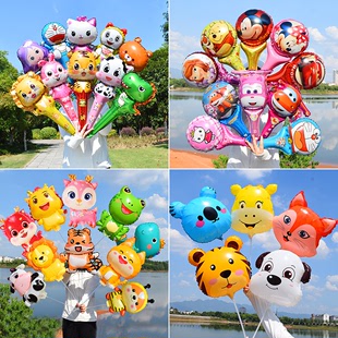 六一儿童卡通手持棒气球，生日装饰玩具微商，地推小铝膜气球