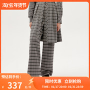 HPLY荷比俪冬季女高腰直筒灰色格子休闲裤HYB42410152