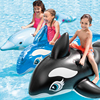 游泳池漂浮玩具坐骑儿童游泳圈可坐水上乐园充气超大冲浪海豚虎鲸