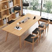 简约现代实木客厅长书桌家用学习桌写字台长，条桌北欧大桌子工作台