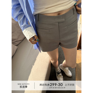 YANGLE_老钱风质感 西装短裤女2024年春夏显瘦直筒裤休闲短裤