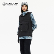 volcom钻石女装冬装户外大口袋，立领专业滑雪马甲背心2024冬季