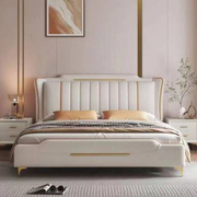 意式极简a皮床1.8米主卧婚床现代简约1.5米小户型软靠储物皮艺大
